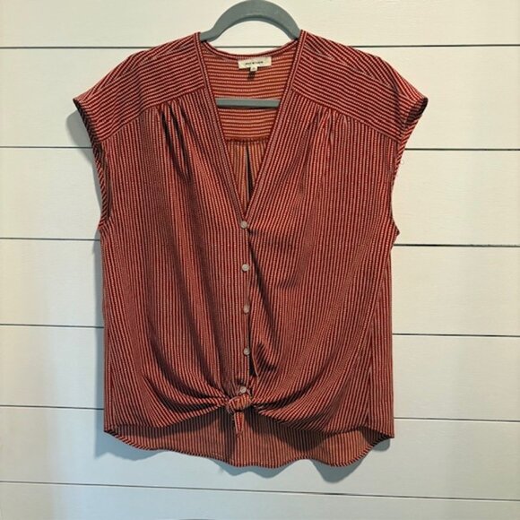 Max Studio Button Up / Front Tie Blouse - Size Large - Picture 1 of 5